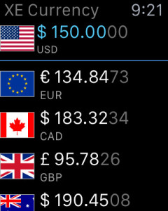 XE Currency for Apple Watch screenshot